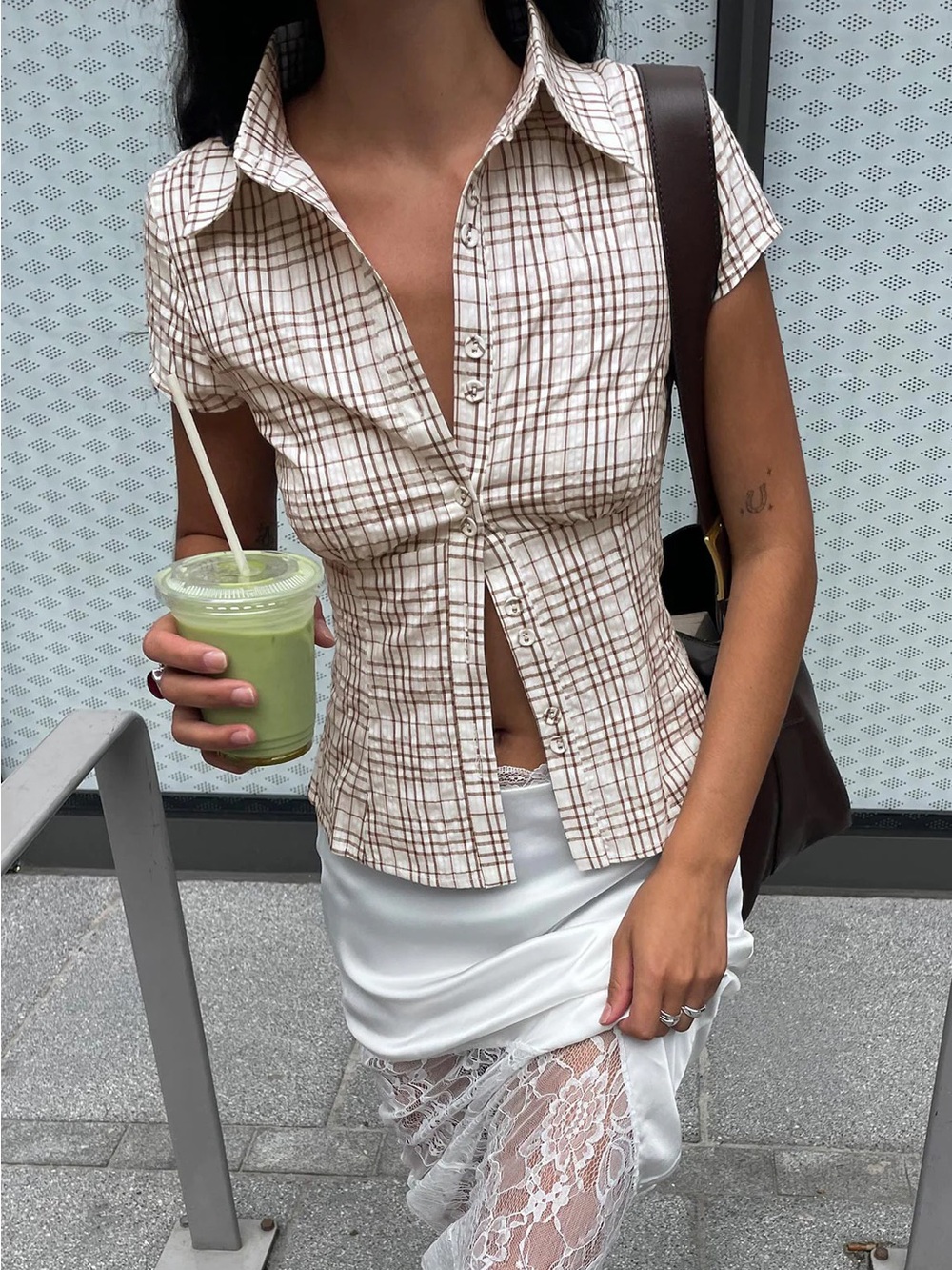 Cottesloe Blouse Top Brown Check